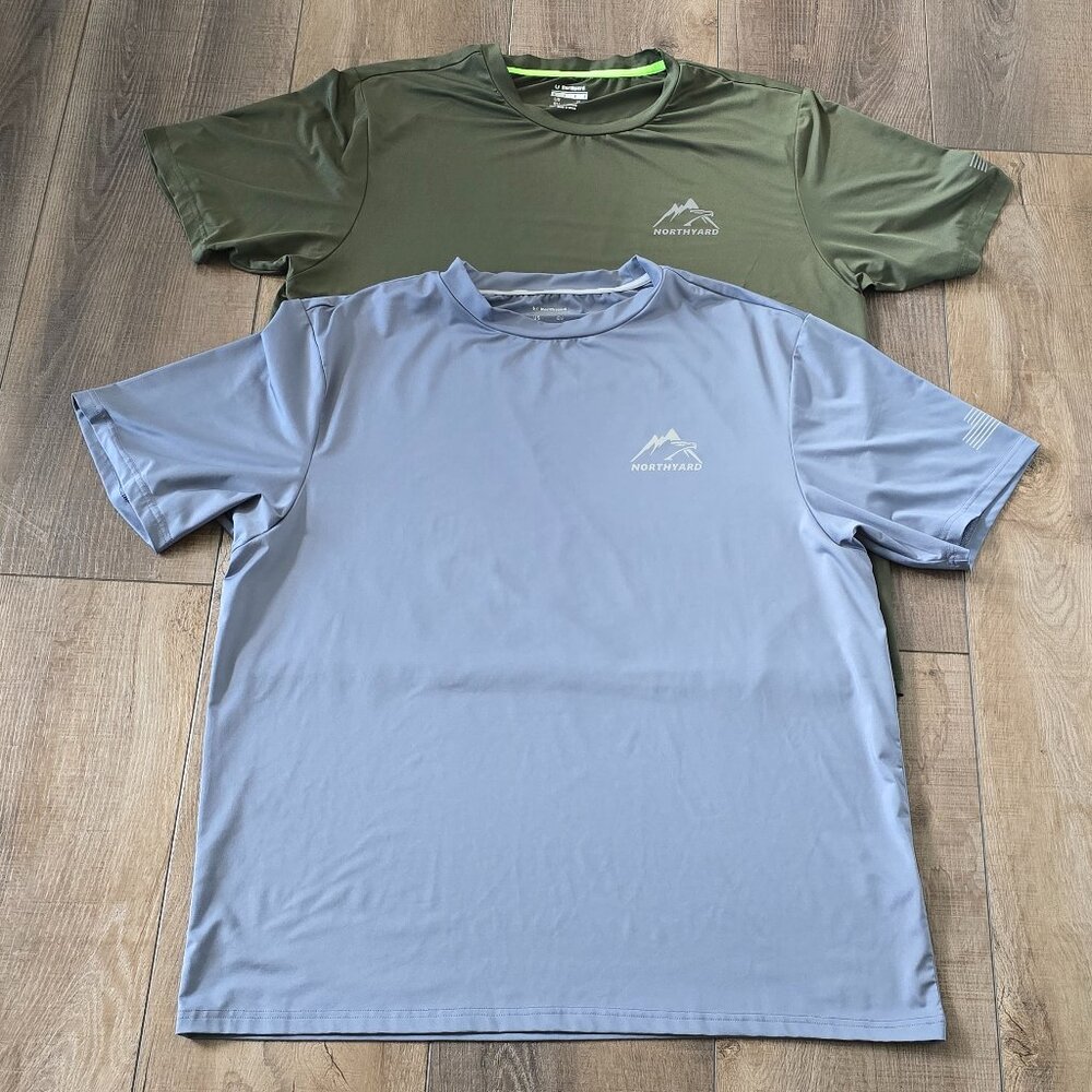 Northyard Men’s Short Sleeve Performance Shirts – Set of 2 (Blue & Green, XL)